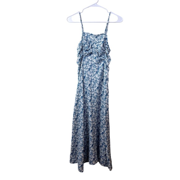 Loveriche Dresses & Skirts - Loveriche Floral Ruched Midi Dress Blue White Smocked Back LD43735 Sky Womens S
